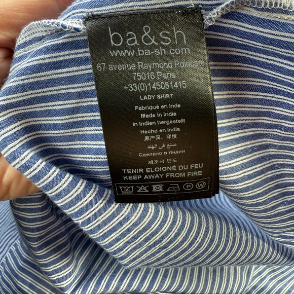 Ba&sh Striped Button-Down Long Sleeve Shirt Size M - Picture 7 of 11
